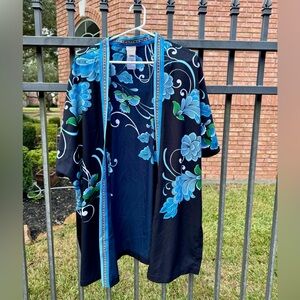 Chico's Black and Blue Floral Tunic